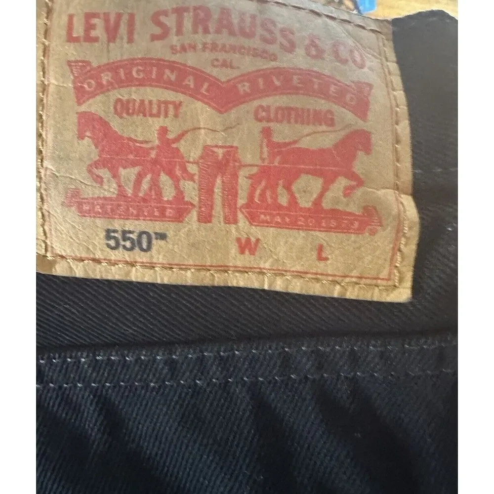 Levis 550‎ Jeans Mens 44X36 Black Relaxed Fit Straight Leg 5 Pocket Cotton Denim